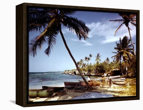 December 1946: Fishermen at Runaway Bay in Jamaica-Eliot Elisofon-Framed Premier Image Canvas