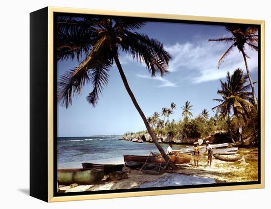 December 1946: Fishermen at Runaway Bay in Jamaica-Eliot Elisofon-Framed Premier Image Canvas