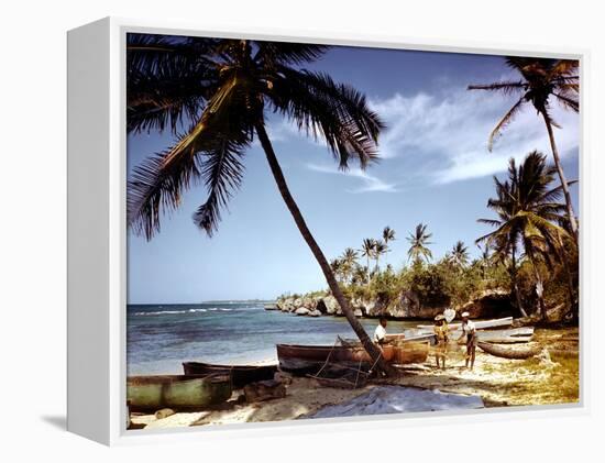 December 1946: Fishermen at Runaway Bay in Jamaica-Eliot Elisofon-Framed Premier Image Canvas