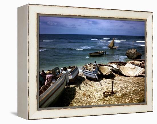 December 1946: Fishing Fleet at Bathsheba, Barbados-Eliot Elisofon-Framed Premier Image Canvas