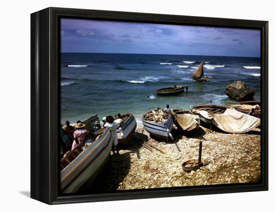 December 1946: Fishing Fleet at Bathsheba, Barbados-Eliot Elisofon-Framed Premier Image Canvas