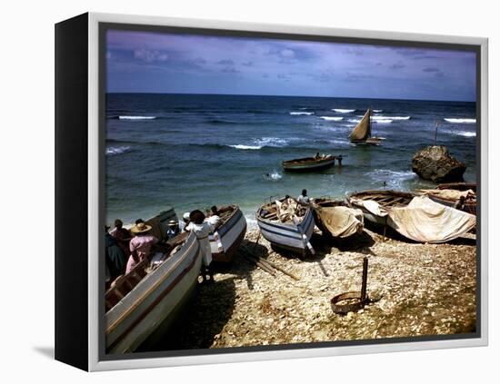 December 1946: Fishing Fleet at Bathsheba, Barbados-Eliot Elisofon-Framed Premier Image Canvas