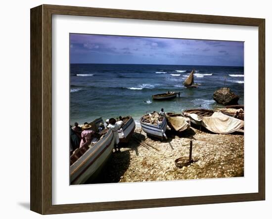 December 1946: Fishing Fleet at Bathsheba, Barbados-Eliot Elisofon-Framed Photographic Print