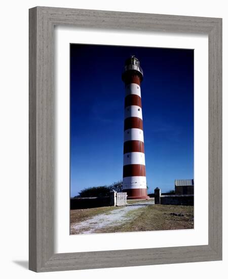 December 1946: Red and White Lighthouse in Barbados-Eliot Elisofon-Framed Photographic Print