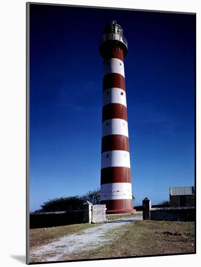 December 1946: Red and White Lighthouse in Barbados-Eliot Elisofon-Mounted Photographic Print
