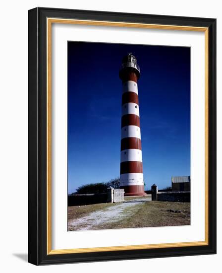 December 1946: Red and White Lighthouse in Barbados-Eliot Elisofon-Framed Photographic Print