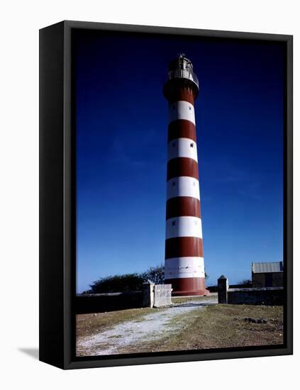 December 1946: Red and White Lighthouse in Barbados-Eliot Elisofon-Framed Premier Image Canvas