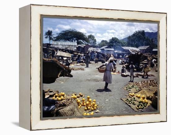 December 1946: Vendors at an Open Air Market at Petionville, Haiti-Eliot Elisofon-Framed Premier Image Canvas