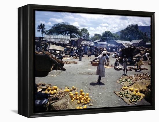 December 1946: Vendors at an Open Air Market at Petionville, Haiti-Eliot Elisofon-Framed Premier Image Canvas