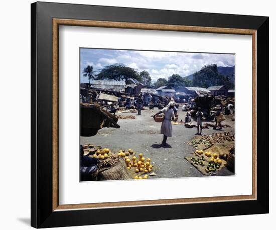 December 1946: Vendors at an Open Air Market at Petionville, Haiti-Eliot Elisofon-Framed Photographic Print