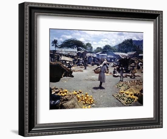 December 1946: Vendors at an Open Air Market at Petionville, Haiti-Eliot Elisofon-Framed Photographic Print