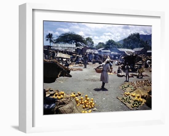 December 1946: Vendors at an Open Air Market at Petionville, Haiti-Eliot Elisofon-Framed Photographic Print