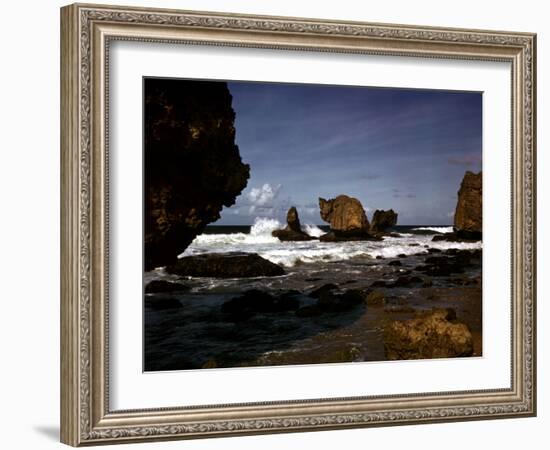 December 1946: Waves Crashing Against the Rocks on the Coastline of Havana, Cuba-Eliot Elisofon-Framed Photographic Print