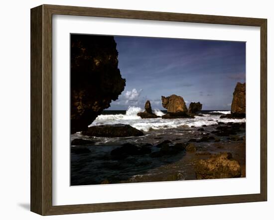 December 1946: Waves Crashing Against the Rocks on the Coastline of Havana, Cuba-Eliot Elisofon-Framed Photographic Print