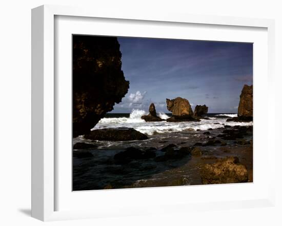 December 1946: Waves Crashing Against the Rocks on the Coastline of Havana, Cuba-Eliot Elisofon-Framed Photographic Print