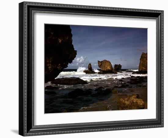 December 1946: Waves Crashing Against the Rocks on the Coastline of Havana, Cuba-Eliot Elisofon-Framed Photographic Print