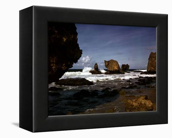 December 1946: Waves Crashing Against the Rocks on the Coastline of Havana, Cuba-Eliot Elisofon-Framed Premier Image Canvas