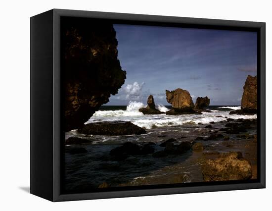 December 1946: Waves Crashing Against the Rocks on the Coastline of Havana, Cuba-Eliot Elisofon-Framed Premier Image Canvas