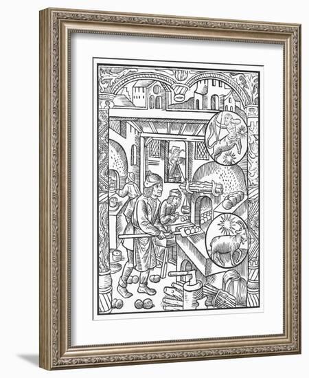 December, from the 'Almanach Des Bergers', 1491 (Xylograph) (B/W Photo)-Pierre Le Rouge-Framed Giclee Print