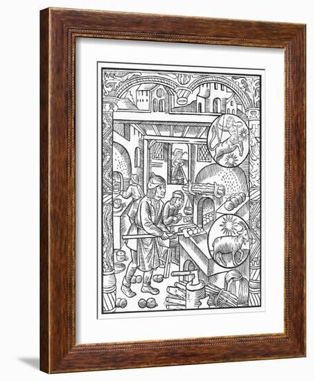 December, from the 'Almanach Des Bergers', 1491 (Xylograph) (B/W Photo)-Pierre Le Rouge-Framed Giclee Print