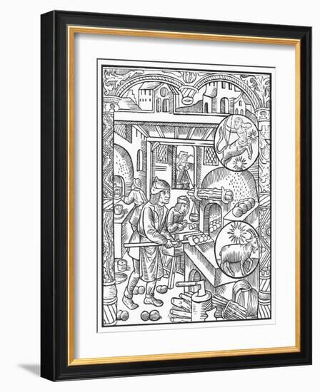 December, from the 'Almanach Des Bergers', 1491 (Xylograph) (B/W Photo)-Pierre Le Rouge-Framed Giclee Print