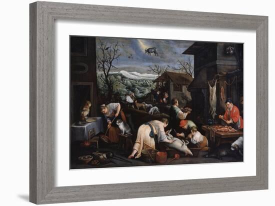 December (From the Series 'The Seasons), Late 16th or Early 17th Century-Leandro Bassano-Framed Giclee Print