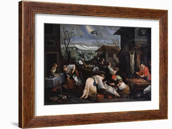 December (From the Series 'The Seasons), Late 16th or Early 17th Century-Leandro Bassano-Framed Giclee Print