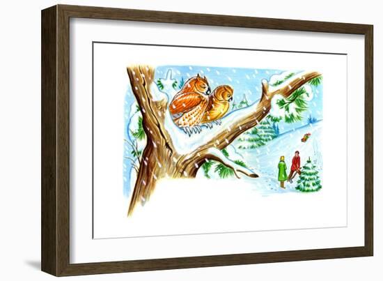 December Owls - Jack & Jill-Patricia Lynn-Framed Giclee Print