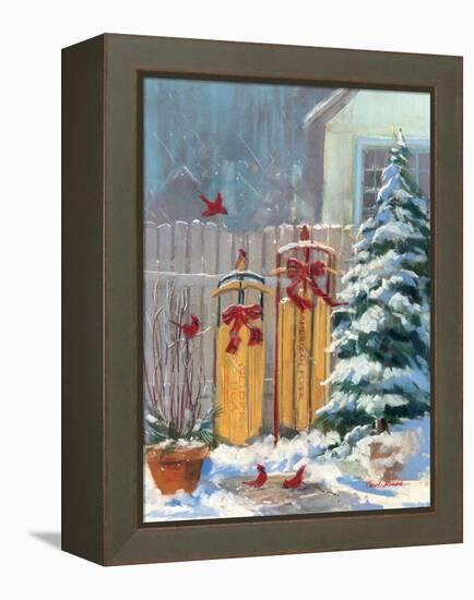 December Sleds-Carol Rowan-Framed Stretched Canvas