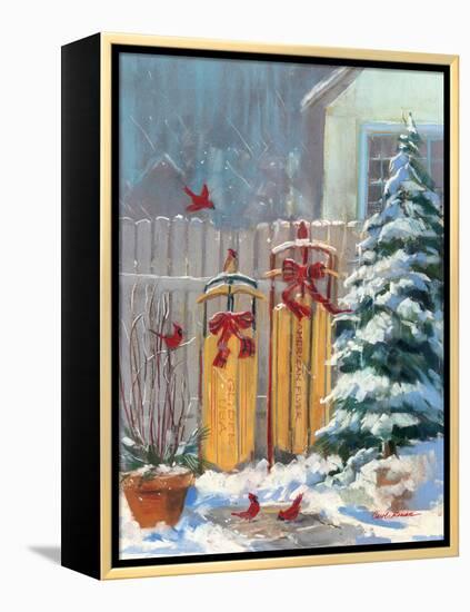 December Sleds-Carol Rowan-Framed Stretched Canvas