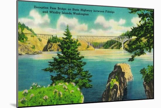 Deception Pass Bridge, Fidalgo and Whidby Islands - Deception Pass, WA-Lantern Press-Mounted Art Print