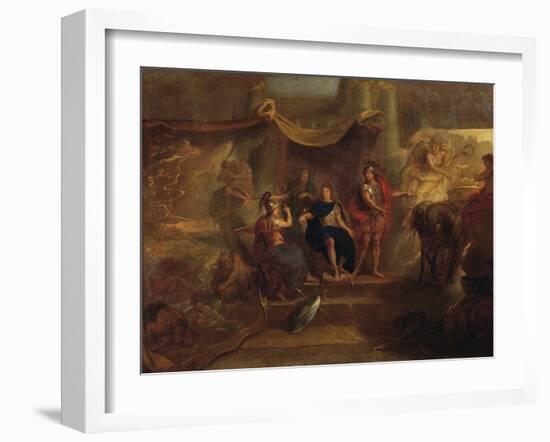 Decision to Make War on Dutch, Ceiling Painting from Galerie Des Glaces at Versailles, 1671-Charles Le Brun-Framed Giclee Print