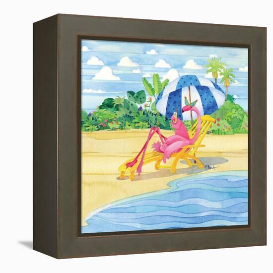 Deck Chair Flamingo-Paul Brent-Framed Stretched Canvas