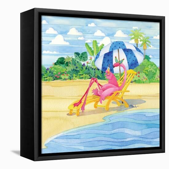 Deck Chair Flamingo-Paul Brent-Framed Stretched Canvas