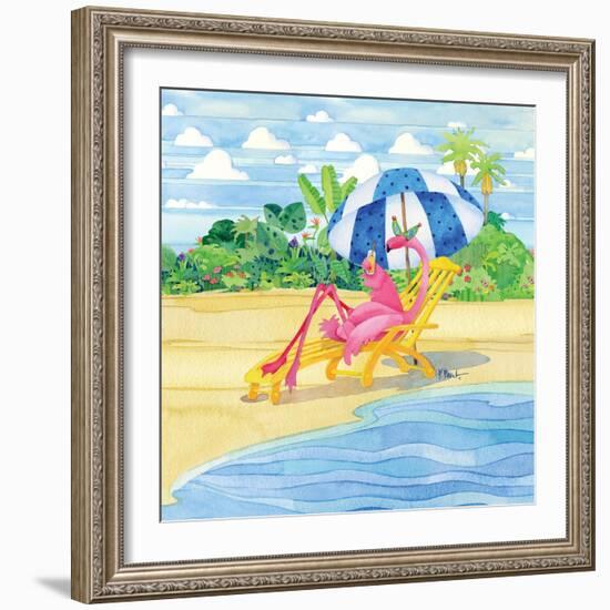 Deck Chair Flamingo-Paul Brent-Framed Art Print