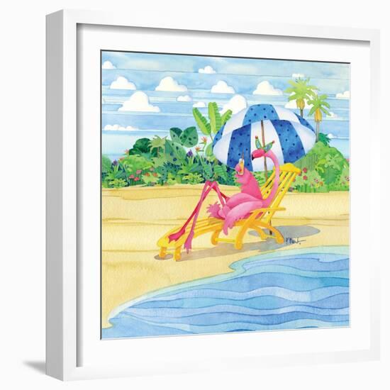 Deck Chair Flamingo-Paul Brent-Framed Art Print