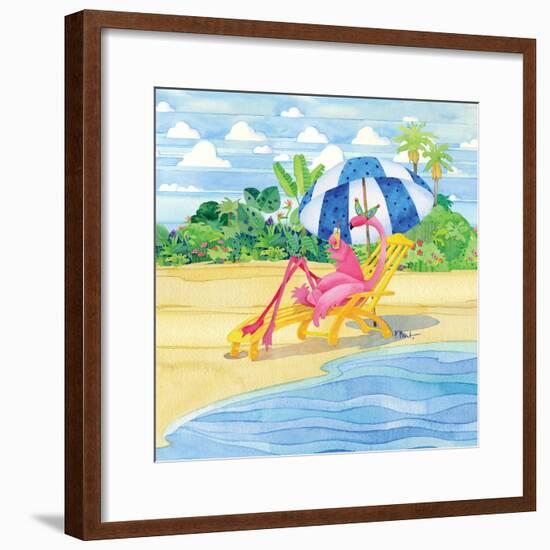 Deck Chair Flamingo-Paul Brent-Framed Art Print
