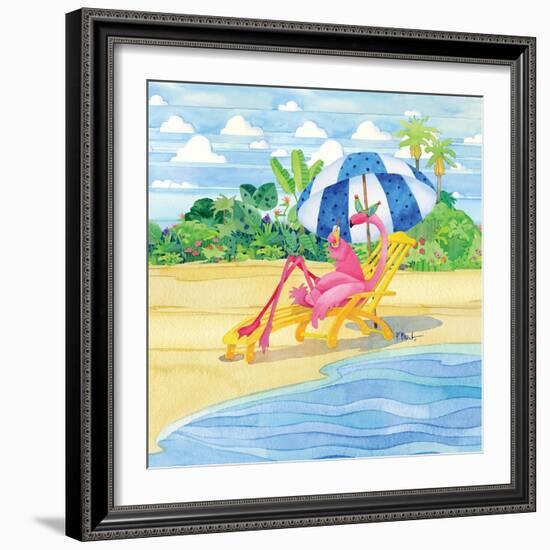 Deck Chair Flamingo-Paul Brent-Framed Art Print