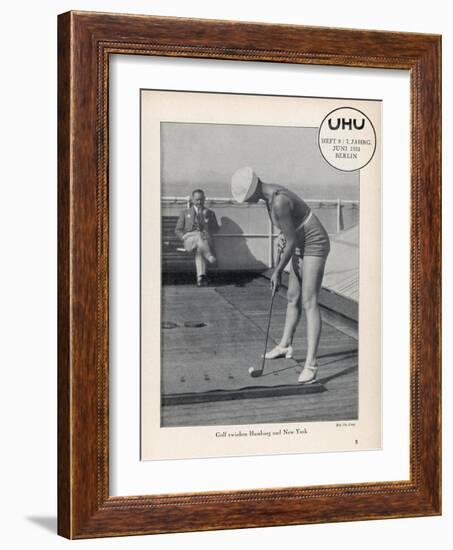 Deck Golf (Putting) on Board an Atlantic Liner-null-Framed Art Print