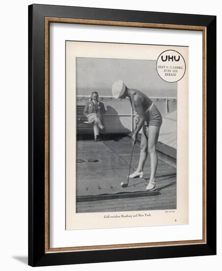 Deck Golf (Putting) on Board an Atlantic Liner-null-Framed Art Print