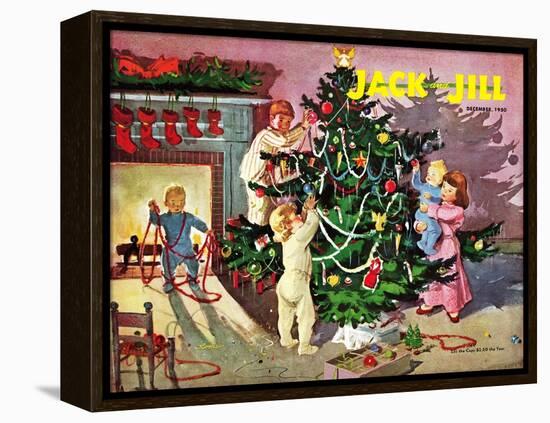 Deck the Halls - Jack and Jill, December 1950-Dorothea Cooke-Framed Premier Image Canvas