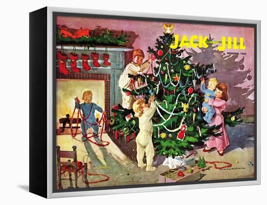 Deck the Halls - Jack and Jill, December 1950-Dorothea Cooke-Framed Premier Image Canvas