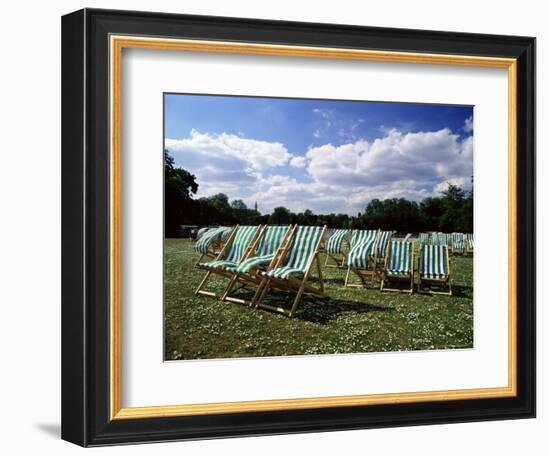 Deckchairs in Regents Park, London, England, United Kingdom-Adam Swaine-Framed Photographic Print