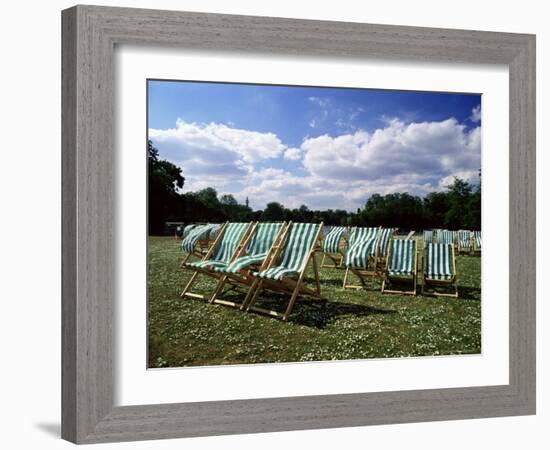 Deckchairs in Regents Park, London, England, United Kingdom-Adam Swaine-Framed Photographic Print