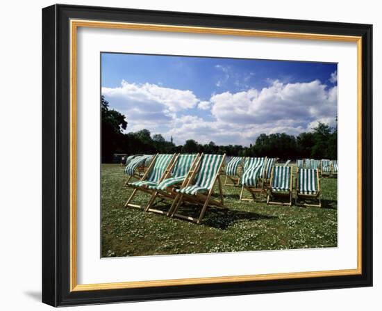 Deckchairs in Regents Park, London, England, United Kingdom-Adam Swaine-Framed Photographic Print