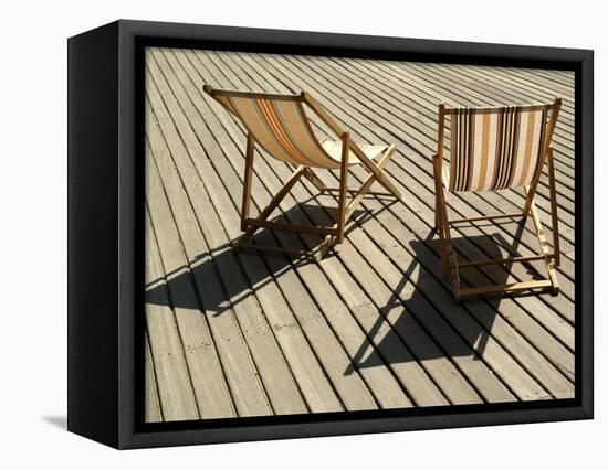 Deckchairs on the Seafront Boardwalk, Deauville, Cote Fleurie, Calvados, Normandy, France-David Hughes-Framed Premier Image Canvas