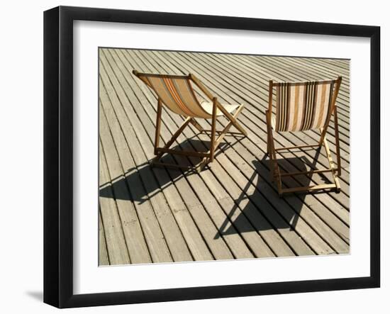 Deckchairs on the Seafront Boardwalk, Deauville, Cote Fleurie, Calvados, Normandy, France-David Hughes-Framed Photographic Print