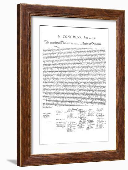 Declaration of Independence Authentic Reproduction White Art Poster Print-null-Framed Art Print