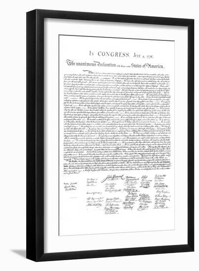 Declaration of Independence Authentic Reproduction White Art Poster Print-null-Framed Art Print