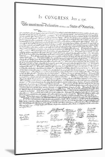 Declaration of Independence Authentic Reproduction White Art Poster Print-null-Mounted Art Print